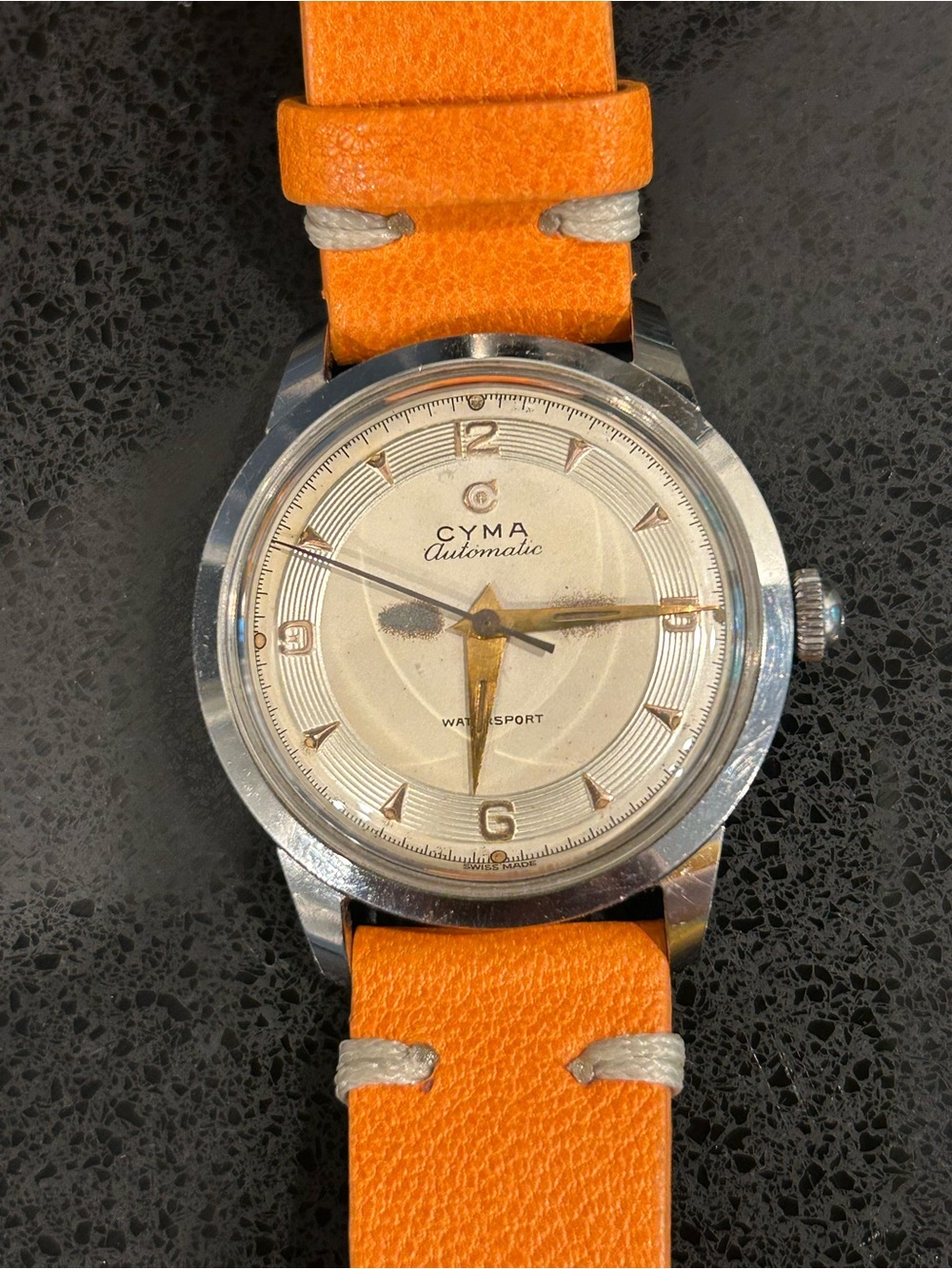 CYMA Watersport vintage automatic watch, recently serviced. 36mm incl crown.